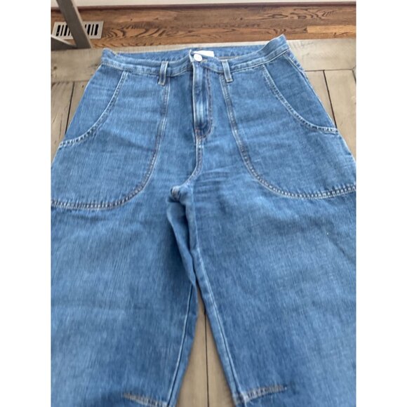 TWP Vintage Wash Jetties Beach Pant in Linen Cotton Denim Barrel Jeans Size 26 - Picture 4 of 5